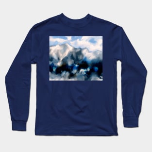 Blue Abstract Expressionism Long Sleeve T-Shirt